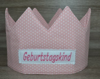 Geburtstagskrone rosa, Krone, Kinderkrone, Namenskrone, rosa mit Sternchen, Krone mit Namen, Geburtstagskrone mit Namen, Kindergeburtstag