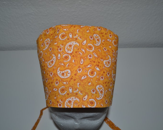 Surgical cap paisley, scrub cap, bandana, cosmetic cap, chef's hat, peeling cap, surgical caps, paisley orange, handmade