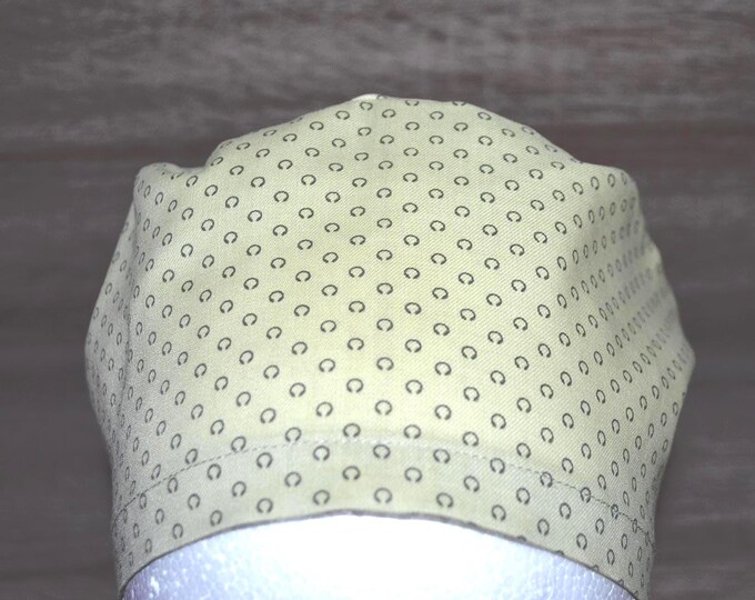 Surgical cap circles, bandana, scrub cap, cosmetic cap, peeling cap, chef's hat, olive green with circles, handmade
