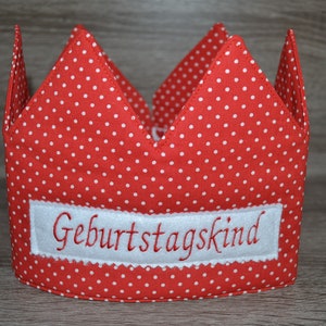 Birthday crown red dots, crown, children&#39;s crown, name crown, white dots, crown with name, birthday crown with name, children&#39;s birthday