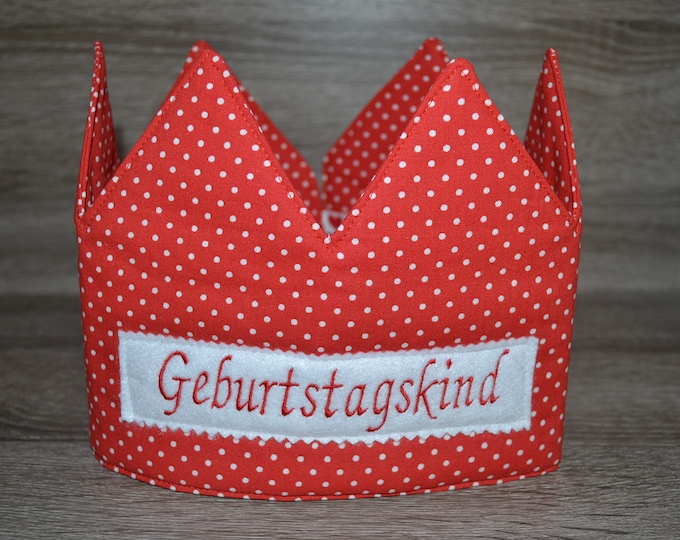 Birthday crown red dots, crown, children's crown, name crown, white dots, crown with name, birthday crown with name, children's birthday