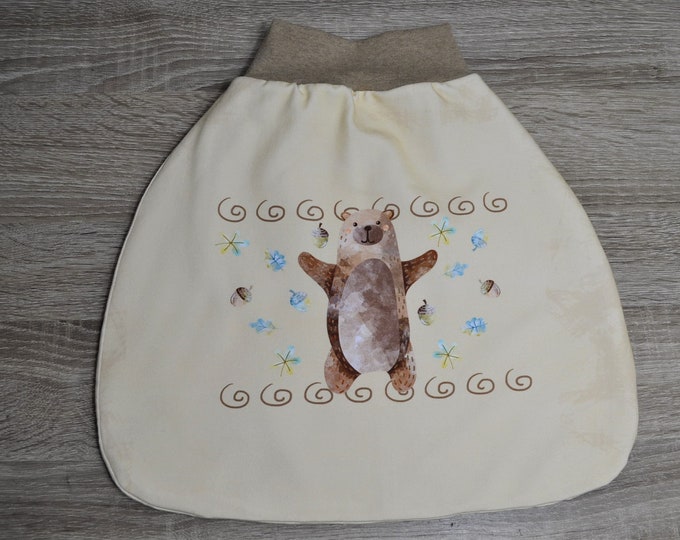 Swaddle bag bear size. 60, romper bag warmly lined, size. 50-68 elastic cuffs to grow with you, sleeping bag, handmade