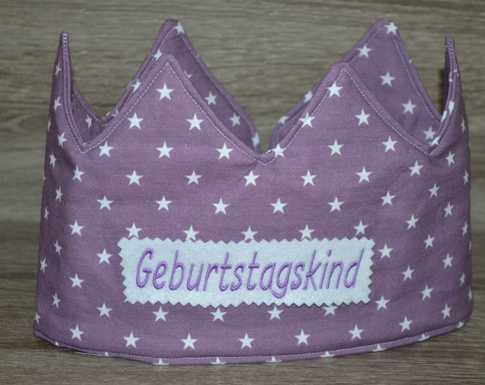 Birthday crown purple, crown, children's crown, name crown, purple with stars, crown with name, birthday crown with name, children's birthday,