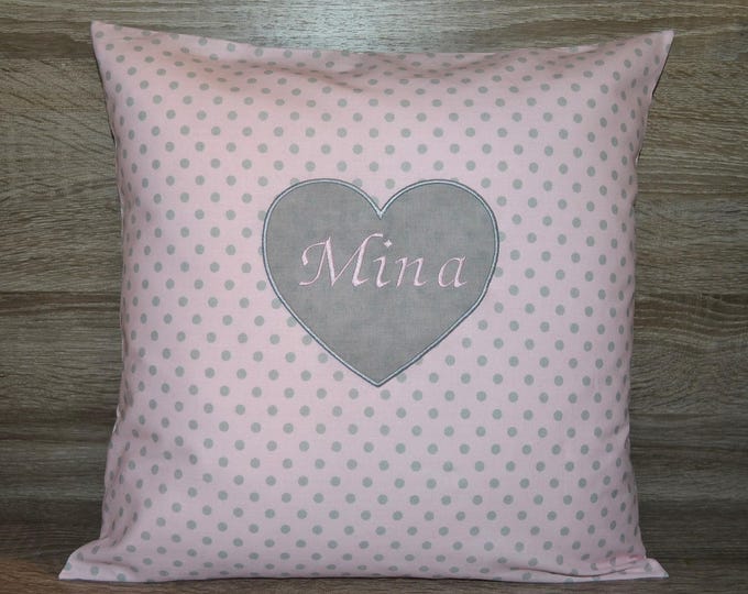 Heart-shaped cushion 40 x 40 cm, heart-shaped cushion with name, heart-shaped cushion, birth cushion heart, name cushion heart, christening cushion heart, wedding cushion