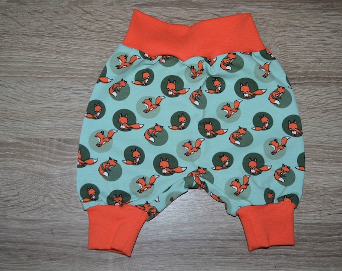 Pump pants fox size. 44-50, bloomers foxes, premature pants, baby pants, pants for twins, bloomers baby, bloomers green with foxes,