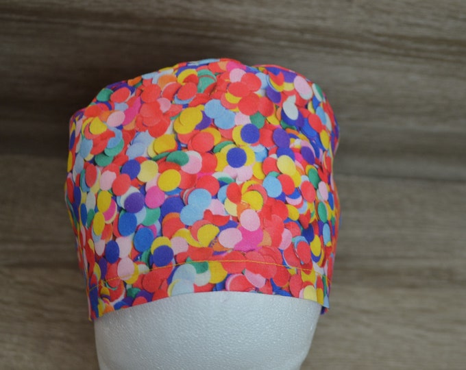 Surgical cap confetti, scrub cap, bandana, cosmetic cap, chef's hat, peeling cap, surgical cap dots, colorful with confetti, handmade