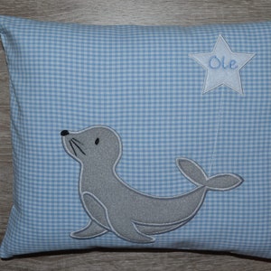 Pillow seal, seal pillow, name pillow with seal, pillow with name, christening pillow seal, birth pillow seal 30 x 25 cm, image 2