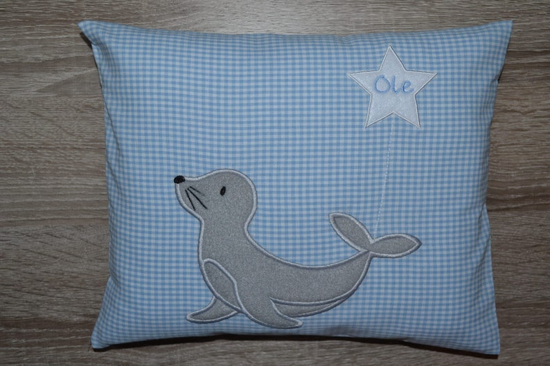 Pillow seal, seal pillow, name pillow with seal, pillow with name, christening pillow seal, birth pillow seal 30 x 25 cm, image 2