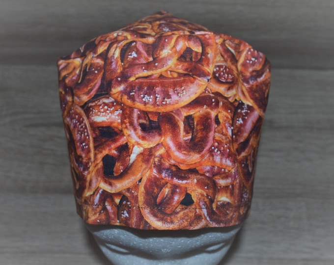 Surgical cap pretzel terry band, scrub cap, bandana, peeling cap, cosmetic cap, surgical caps, brown pretzel, handmade