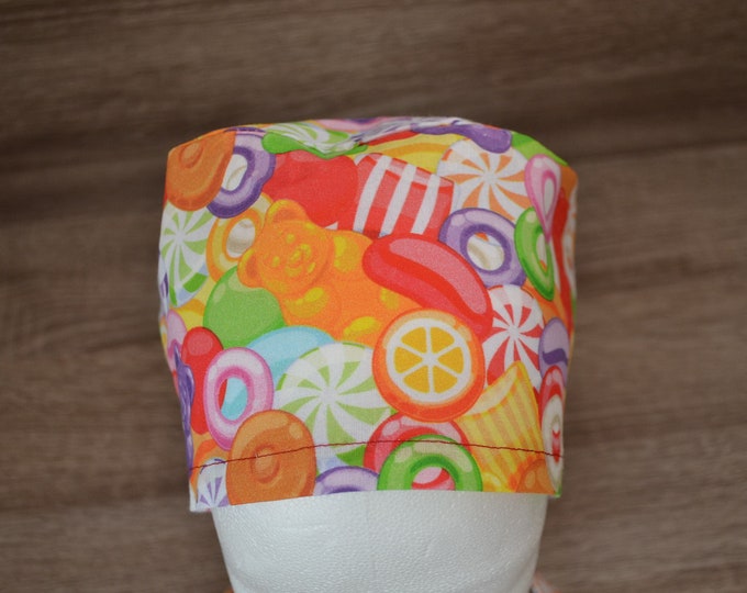 Surgical cap Bobbon terry cloth band, scrub cap, cosmetic cap, chef's cap, bandana, peeling cap, surgical caps, colorful candies, handmade