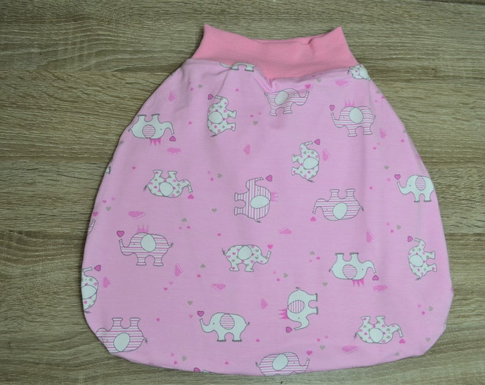 Swaddle bag elephant size. 60, romper bag warmly lined, size. 50-68 elastic cuffs to grow with you, sleeping bag, handmade