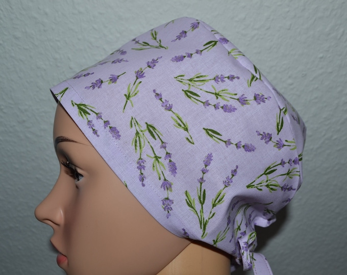 Surgical cap lavender, scrub cap, cosmetic cap, cooking cap, bandana, peeling cap, surgical caps, purple with lavender, handmade