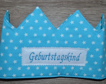 Birthday crown turquoise, crown, children's crown, name crown, turquoise with stars, crown with name, birthday crown with name, children's birthday