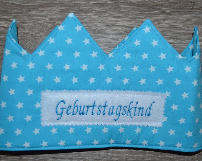 Birthday crown turquoise, crown, children's crown, name crown, turquoise with stars, crown with name, birthday crown with name, children's birthday