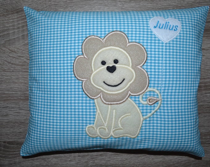 Pillow lion, lion pillow, name pillow, children's pillow, pillow 30 x 25 cm, baptism pillow, birth pillow,