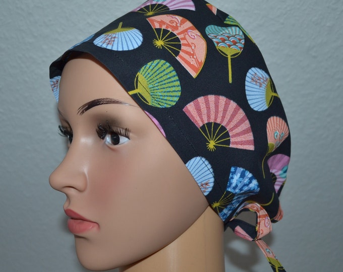 Surgical cap fans, scrub cap, bandana, chef's hat, scrub hat, cosmetic cap, surgical caps, black with compartments, handmade