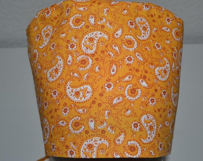 Surgical cap Paisley terry cloth band, scrub cap, chef's cap, bandana, peeling cap, cosmetic cap, surgical cap, Paisley orange, handmade
