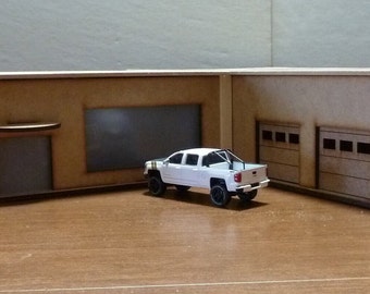 ☆ 1/64 Creative Garage Board ③ 1:64 Scale - White 3 Car Garage with Opened and Closed