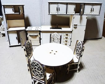 Lot Of Doll House Kitchen Furniture 1:12 Scale Close Outs