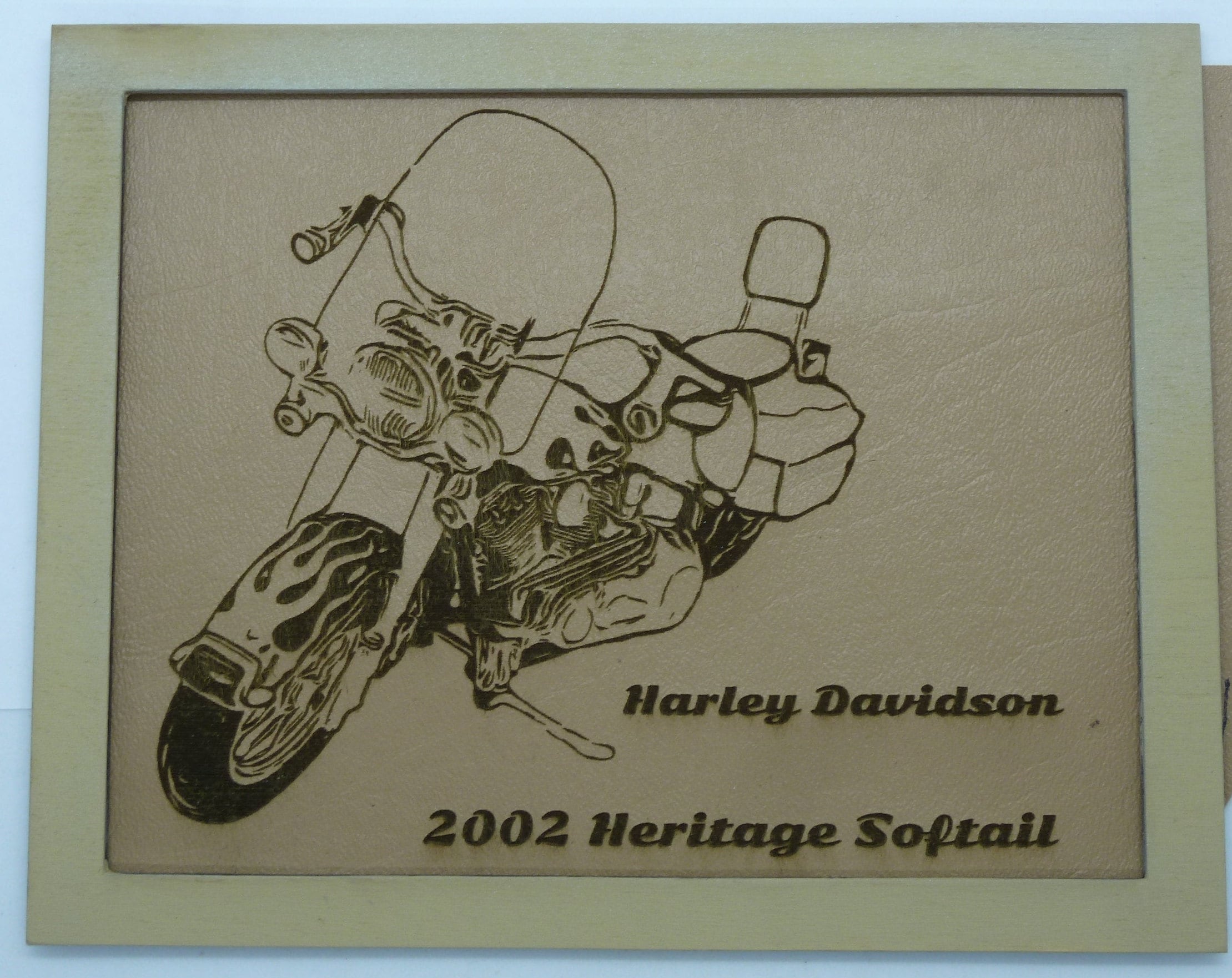 Laser Engraved Harley Davidson Heritage Softail Faux Leather 