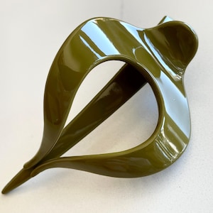 Large Olive Green Flat Claw Hair Clip for Thick Hair, Strong Hold, French Style