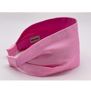 Wide Headband | Fabric Headband for Women | Scarf Retro Headband | Pure Silk Headband | Luxury Silk Dupioni Bright Pink