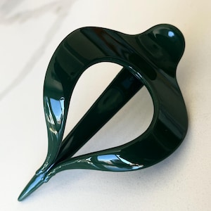 Large Dark Green Flat Claw Hair Clip for Thick Hair, Strong Hold, French Style