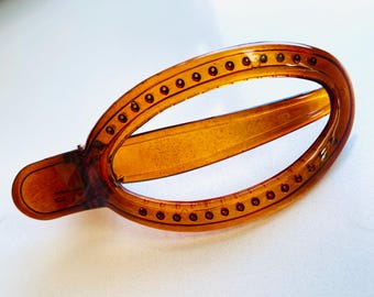 Fermaglio per capelli grande ovale marrone con artiglio piatto per capelli spessi, tenuta forte, stile francese