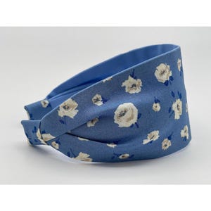 Wide Headband | Fabric Headband for Women | Scarf Retro Headband | Liberty of London | Liberty Fabrics Lasenby | Blue Mary Rose