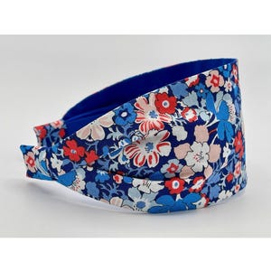 Wide Headband | Fabric Headband for Women | Scarf Retro Headband | Liberty of London | Liberty Fabrics Lasenby | Blue Flowers Headband