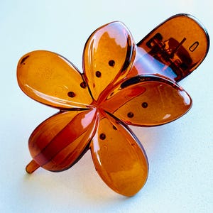 Pinza para el pelo plana con flor marrón, fijación fuerte, estilo francés