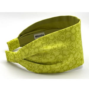Wide Headband | Fabric Headband for Women | Scarf Retro Headband | Liberty of London | Liberty Fabrics Lasenby | Wiltshire Shadow Chartreuse