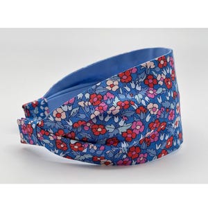 Wide Headband | Fabric Headband for Women | Scarf Retro Headband | Liberty of London | Liberty Fabrics Lasenby | Blue Floral Headband