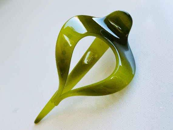 Small Green & Multi Colors Flat Claw Hair Clip, Strong Hold, French Style