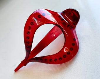 Medium Red Flat Claw Hair Clip, Strong Hold, French Style