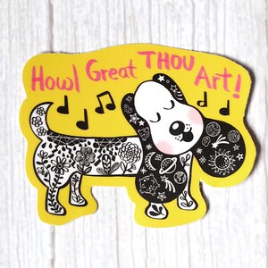 Schwarzweiss-Hund Vinyl Aufkleber, Laptop Aufkleber, wasserdichter Aufkleber für Wasserflasche, Geschenk Musikliebhaber