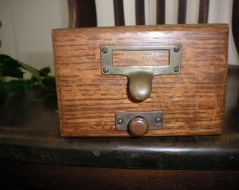 Wood Card Case File Drawer