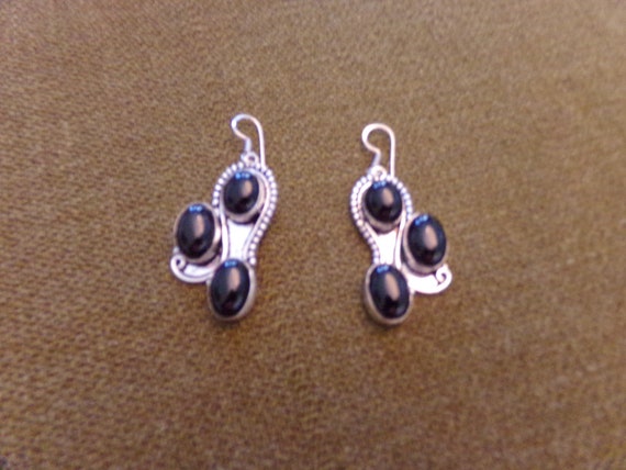 Sterling and Onyx Earrings - image 1