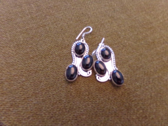 Sterling and Onyx Earrings - image 5