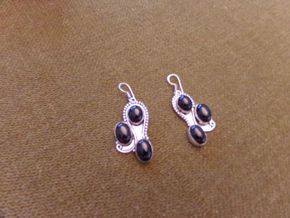 Sterling and Onyx Earrings - image 2