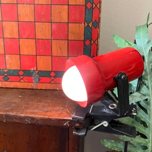 Vintage Red Enamel  Clamp Light