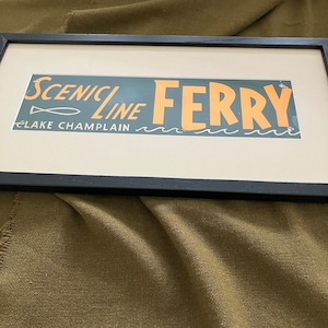 Cartel publicitario vintage para el ferry del lago Champlain