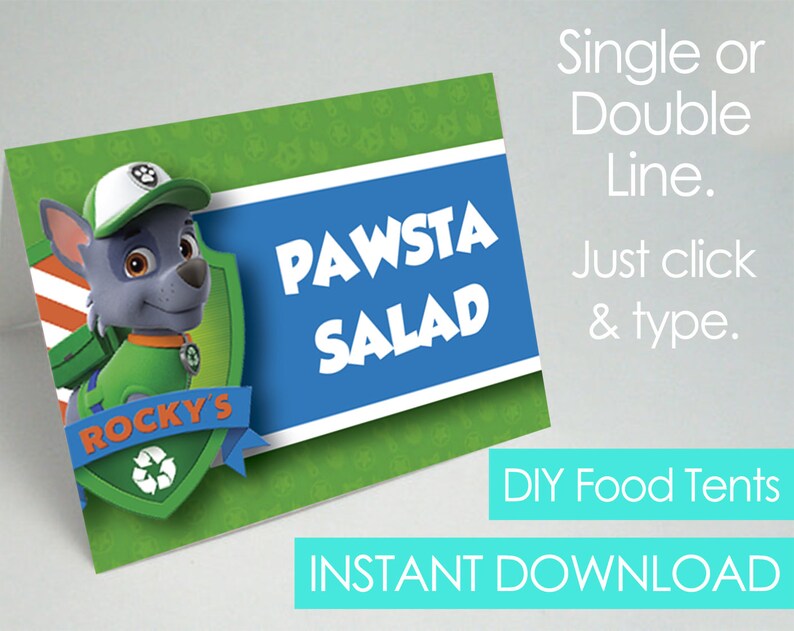Paw Patrol Food Tent Editable Food Tag Labels Printable DIY - Etsy