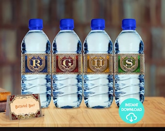 Etichette per bottiglie d'acqua a tema mago Etichetta per vasaio per piante da bere per scuola magica di Harry Arts Stampabile fai da te Download istantaneo