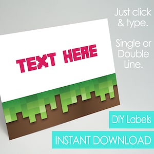 Etiquetas de alimentos con tema minero editables DIY Craft Food Tents Plant Creeper Tent Label imprimible Descarga instantánea digital