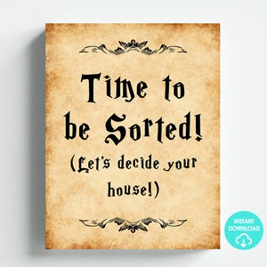 Wizard Theme Sorting Sign Digital Download Letter Size 8.5x11 Ledger Printable DIY Instant Download