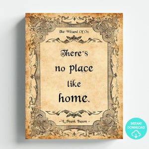 Der wunderbare Zauberer von Oz (1900) There's No Place Like Home Zitat Kunst Zeichen Poster Letter Größe 8,5 x 11 Printable DIY Digital Sofort Download