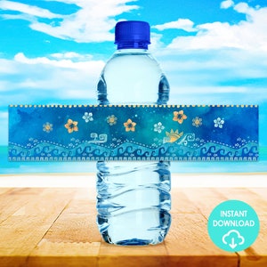 Moana Polynesian Theme Bottle Labels Ocean Loop Printable DIY Instant Download