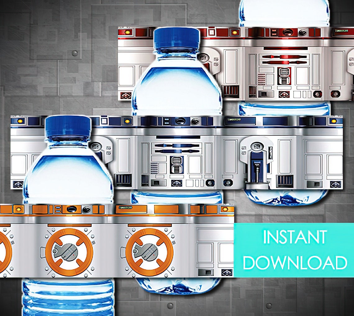 Droid Bottle Labels - INSTANT DOWNLOAD 2x9