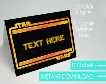 Sci-Fi Star Galactic Wars Food Label, Editable, Printable Party Food Labels, Food Tent, Food Tents, Decoration Ideas